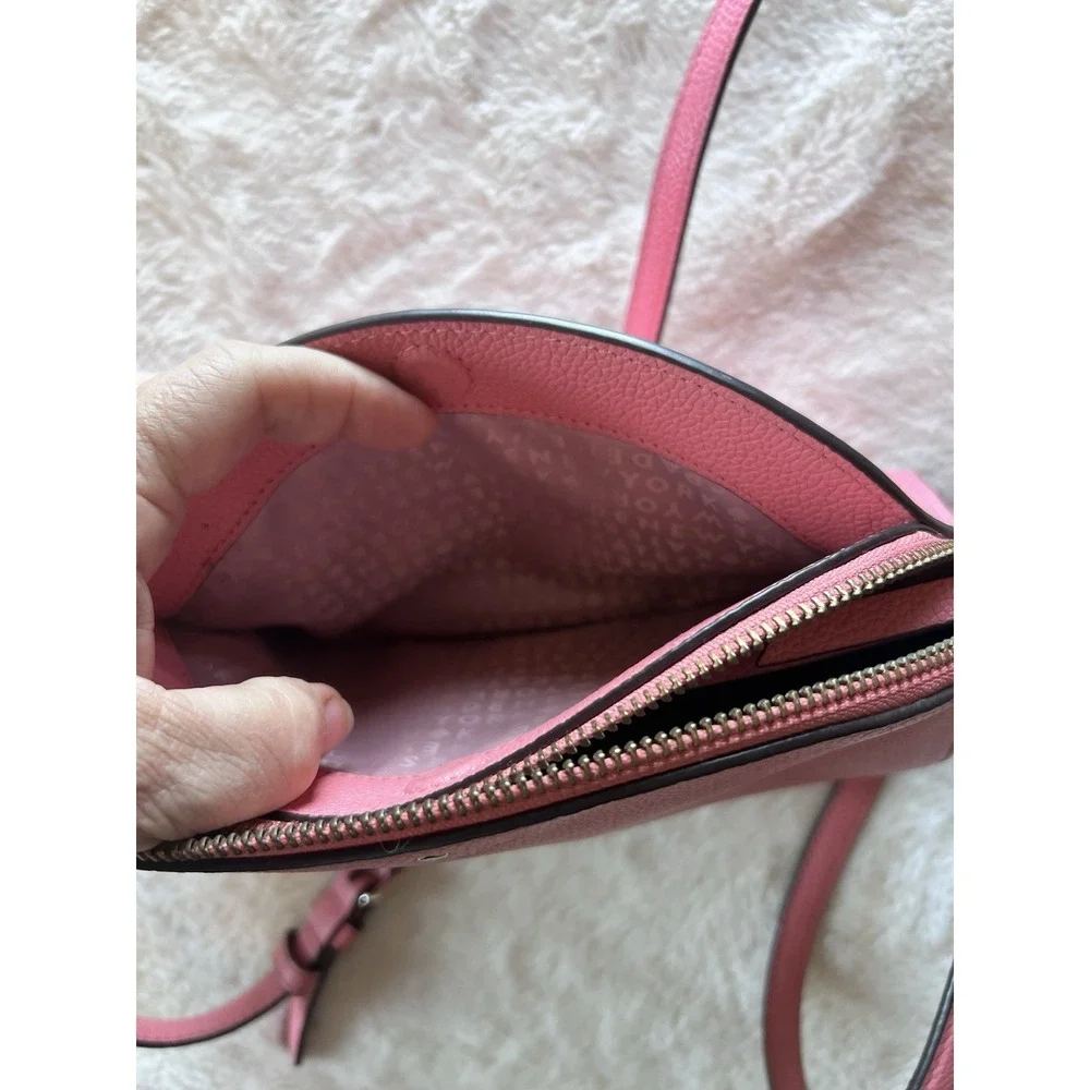 Kate Spade Pink Leather Crossbody Bag Minimalist Small Purse Dome Adj Strap